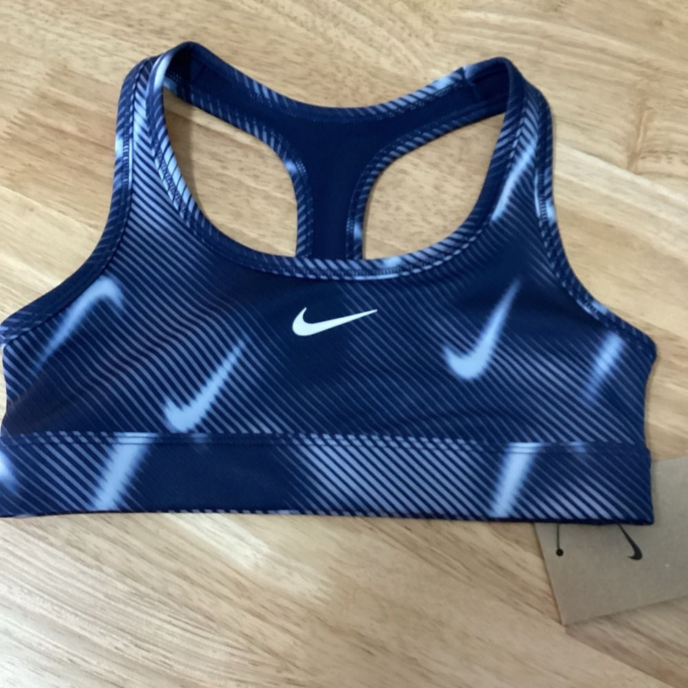 Nike Big Kids Girls Nike Pro Swoosh sports bra Navy/white extra small HV4508-410